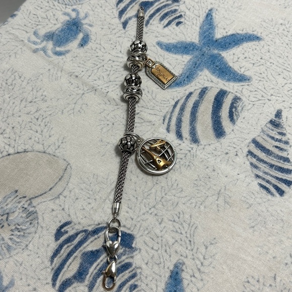 Brighton Beverly Glam Charm Bracelet 2 Travel Charms 5 Spacers Silver Plated - Picture 5 of 8